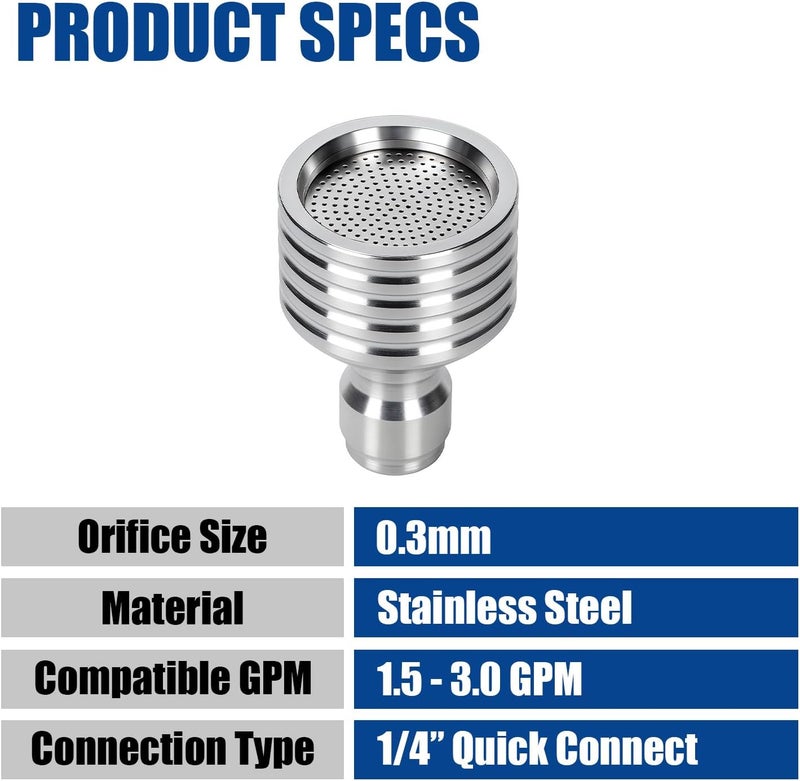 Solivede Pressure Washer Nozzle Tips Soft Wash Gun Shower Nozzle with 1/4'' Quick Connect Adapter for Pressure Washer Gun Car Washing, Tire Detailing, Garden Watering 1 Pcs - Image 5